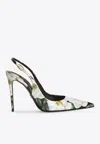 Dolce & Gabbana Printed Leather Slingback Pumps In Multicolor