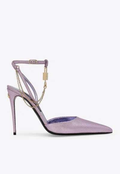 Dolce & Gabbana Lollo 105 Karung Slingback Pumps In Lilac