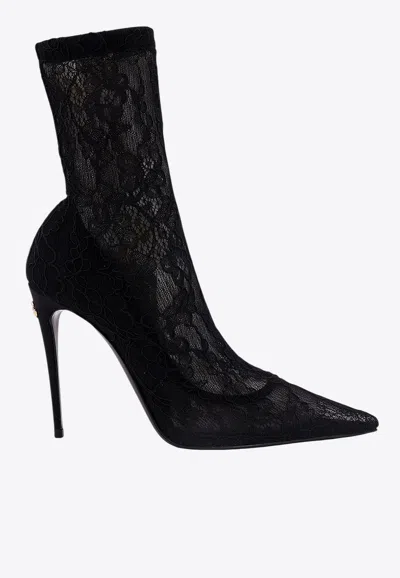 Dolce & Gabbana Lollo 105 Lace Ankle Boots In Multi