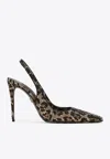 Dolce & Gabbana Luxurious Leopard Printed Slingback Pumps For Women In Brown