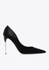Dolce & Gabbana Silk Satin Pointed Toe Pumps With Transparent Stiletto Heel In Black