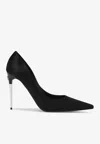 Dolce & Gabbana Silk Satin Pointed Toe Pumps With Transparent Stiletto Heel In Black