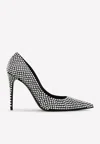 Dolce & Gabbana Houndstooth Pointed Toe Stiletto Heel Pumps In Crystal