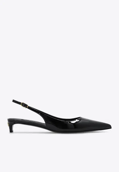 Dolce & Gabbana Lollo 35 Patent Leather Slingback Pumps In Animal Print