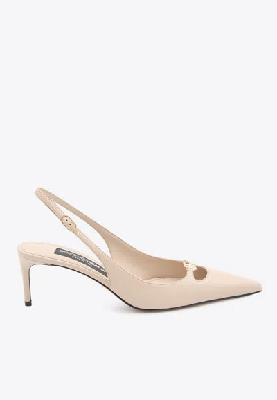 Dolce & Gabbana Lollo 60 Dg Logo Slingback Pumps In Neutral