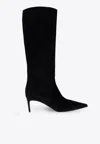 Dolce & Gabbana Black High Boots With Dg Logo In Suede Woman In Black