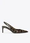 Dolce & Gabbana Luxurious Leopard Printed Slingback Pumps For Women In Brown