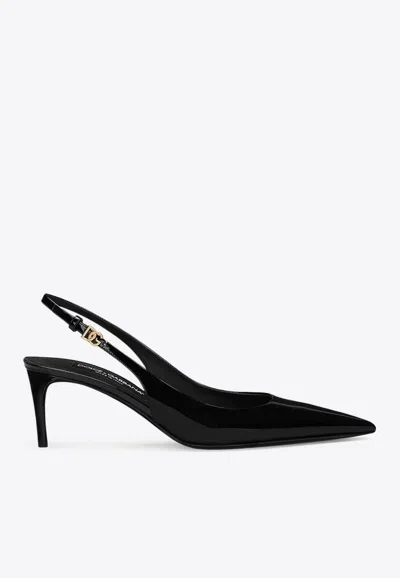 DOLCE & GABBANA LOLLO 60 PATENT LEATHER SLINGBACK PUMPS