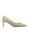 Dolce & Gabbana Lollo 60 Dg Logo Pumps In Patent Leather In Nude