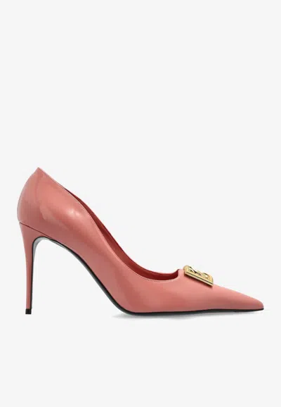 Dolce & Gabbana Lollo 90 Patent Leather Pumps In Powder