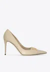 Dolce & Gabbana Lollo 60 Dg Logo Pumps In Patent Leather In Beige