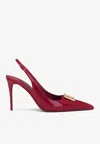 Dolce & Gabbana Polished Calfskin Slingbacks In Fuchsia