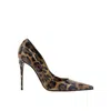 Dolce & Gabbana Printed Glossy High-heeled Shoes In Brown
