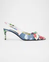 DOLCE & GABBANA LOLLO EVA FLORAL BOW SLINGBACK PUMPS