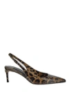 Dolce & Gabbana Lollo Leather Slingback Pumps In Animal Print