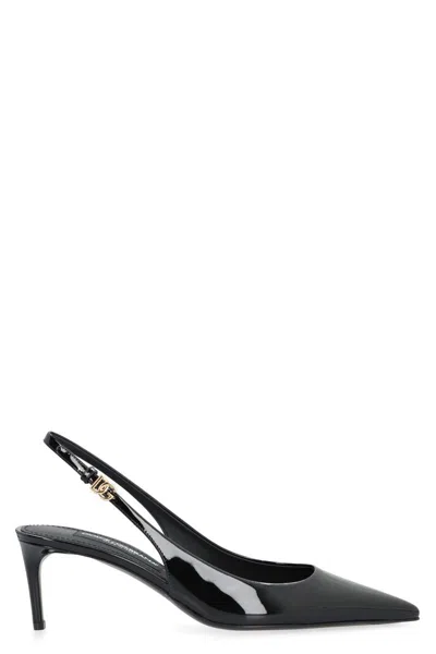 Dolce & Gabbana Lollo Leather Slingback Pumps In Black