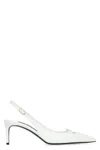 Dolce & Gabbana Lollo Embellished Leather Slingback Pumps In White