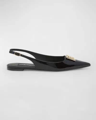 DOLCE & GABBANA LOLLO PATENT SLINGBACK BALLERINA FLATS