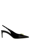 Dolce & Gabbana Lollo 90 Slingback Pumps In Polished Calfskin In Black