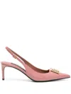 DOLCE & GABBANA PINK SLINGBACK WITH METALLIC LOGO IN PATENT LEATHER WOMAN