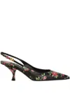 Dolce & Gabbana Women Lollo Slingback In Printed Leather In Black