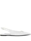 Dolce & Gabbana White Slingback Ballet Flats With Logo Detail In Leather Woman In White