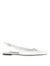Dolce & Gabbana White Slingback Ballet Flats With Logo Detail In Leather Woman In White