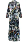 Dolce & Gabbana Long Black Silk Dress With Floral Pattern Women