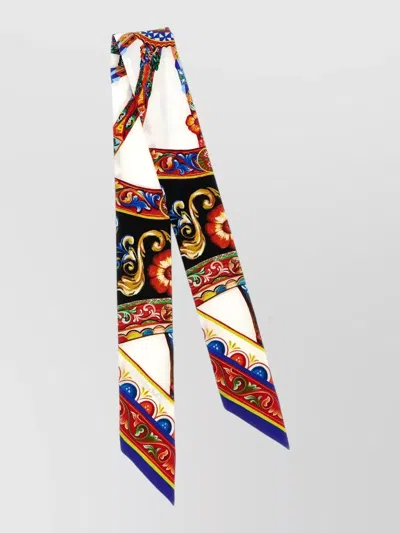 Dolce & Gabbana Long Carretto Motif Neck Tie In Multi