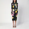 Dolce & Gabbana Calf-length Cady Shirt Dress With Peony And Rose Print In Red