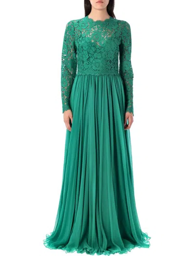 Dolce & Gabbana Long Chiffon And Lace Dress