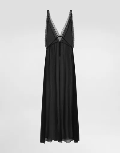 Dolce & Gabbana Long Chiffon Dress In Black