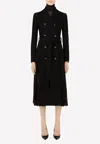 Dolce & Gabbana Cordonetto Lace And Crepe Coat With Belt In Black