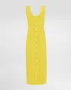 Dolce & Gabbana Sleeveless Crochet Knit Button-front Midi Dress In Yellow
