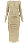 Dolce & Gabbana Lurex Longuette Midi Dress With Detachable Sleeve In Oro