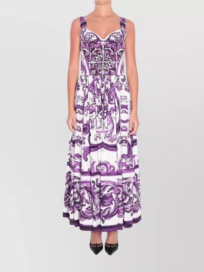 DOLCE & GABBANA LONG DRESS MAIOLICA PRINT
