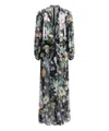 Dolce & Gabbana Long Black Silk Dress With Floral Pattern Women In Multicolor