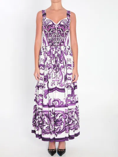 DOLCE & GABBANA LONG DRESS WITH MAIOLICA PRINT