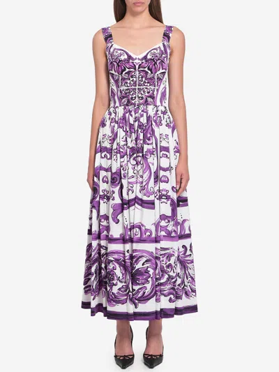DOLCE & GABBANA LONG DRESS WITH MAIOLICA PRINT
