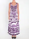 Dolce & Gabbana Dress With Purple Majolica Print In Cotton Poplin In Purple