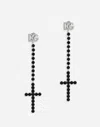 Dolce & Gabbana Long Earrings With Rhinestone-detailed Crosses In Black