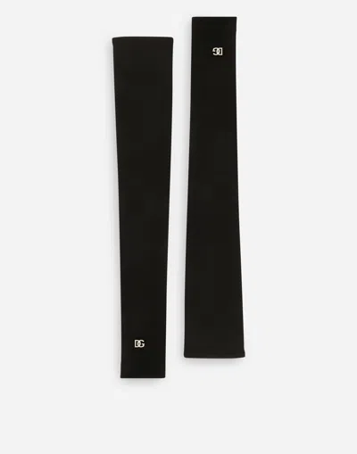 Dolce & Gabbana Long Fingerless Gloves With Dg Logo In Black
