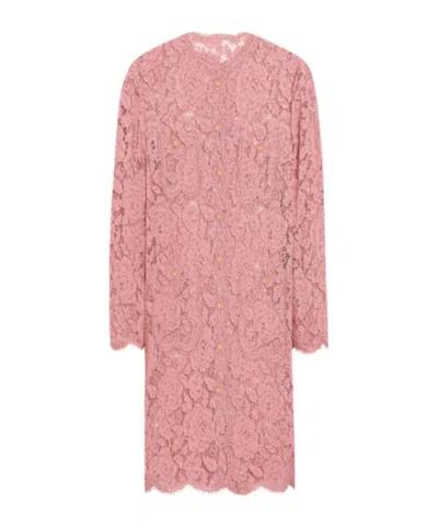 Dolce & Gabbana Long Floral Cardigan In Pink
