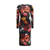 Dolce & Gabbana Flower Print Satin Midi Dress In Multi