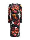 Dolce & Gabbana Flower Print Satin Midi Dress In Multi