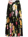 Dolce & Gabbana Floral Print Charmeuse Midi Skirt In Multicolour