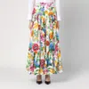Dolce & Gabbana Multicolor Maxi Skirt With Logo Lettering Detail On The Front And All-over Floral Print In Cotton Wo In Multicolor