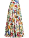 Dolce & Gabbana Multicolor Maxi Skirt With Logo Lettering Detail On The Front And All-over Floral Print In Cotton Wo In Multicolour