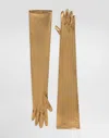 Dolce & Gabbana Long Foiled Organzine Gloves In Oro