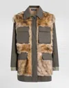 Dolce & Gabbana Long Jacket In Resin-coated Gabardine In Green